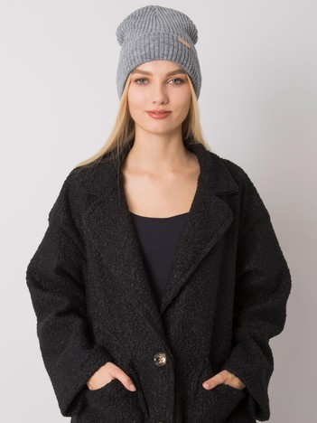 Dunkelgraue Strickmütze für Damen von RUE PARIS.