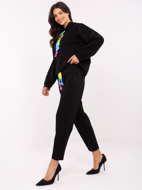 Hurt Czarny dresowy komplet z kolorowymi troczkami