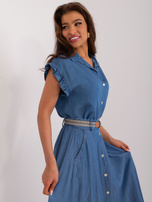 Hurt Ciemnoniebieska bluzka koszulowa z kołnierzykiem