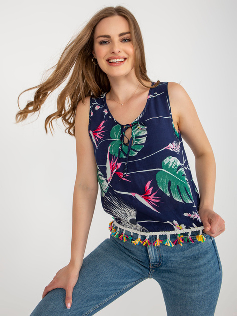 Hurtownia Granatowa letnia bluzka z nadrukiem