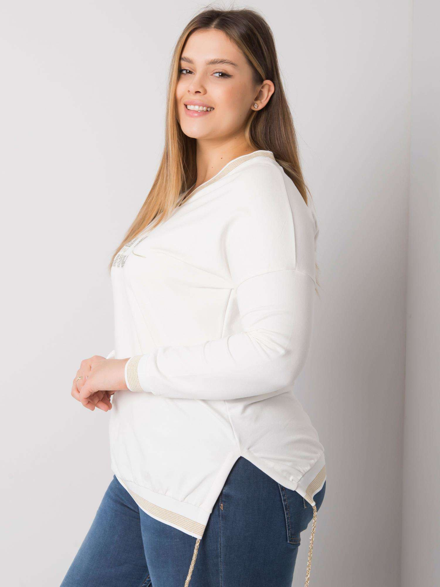 Ecru bluzka plus size z aplikacją Lila