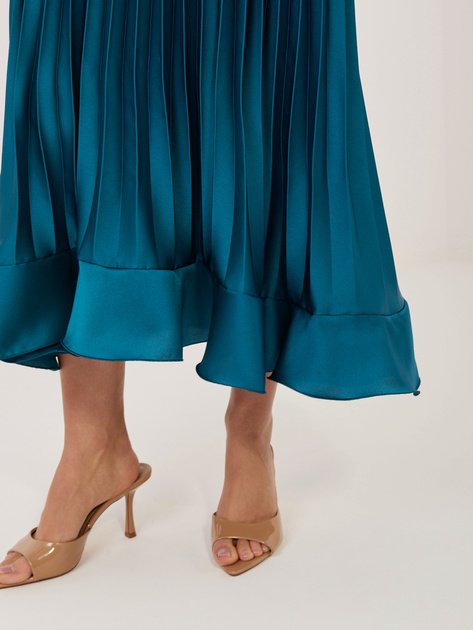 Morska plisowana sukienka z falbaną RUE PARIS