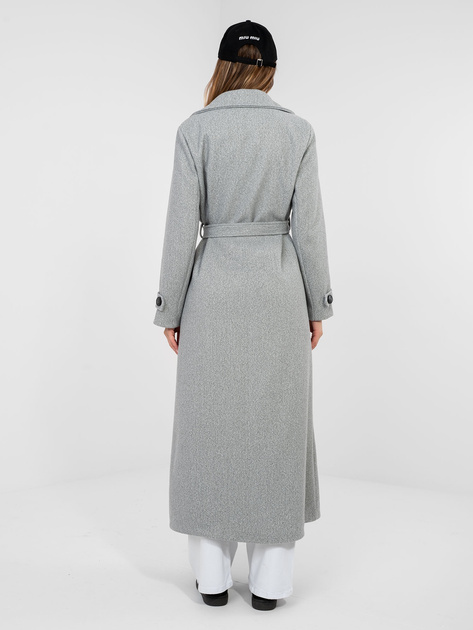 Szary damski płaszcz z paskami na rękawach