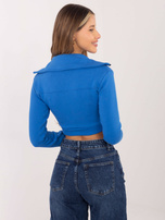 Dunkelblaue kurze Reißverschluss-Sweatjacke Ann RUE PARIS.