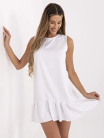 Biała damska sukienka z falbaną RUE PARIS 