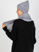 Hurtownia Szary komplet zimowy z szalikiem i czapką 