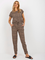 Hurt Brązowe lekkie spodnie z materiału w panterkę SUBLEVEL