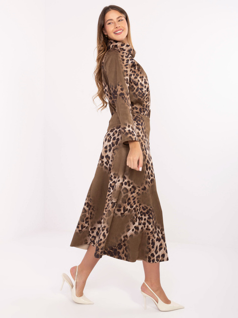 Khaki-beżowa midi spódnica z nadrukiem