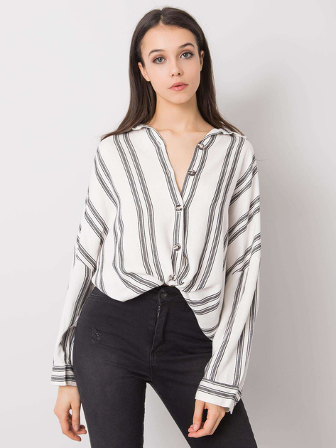 Ecru-czarna koszula w paski Augusta RUE PARIS