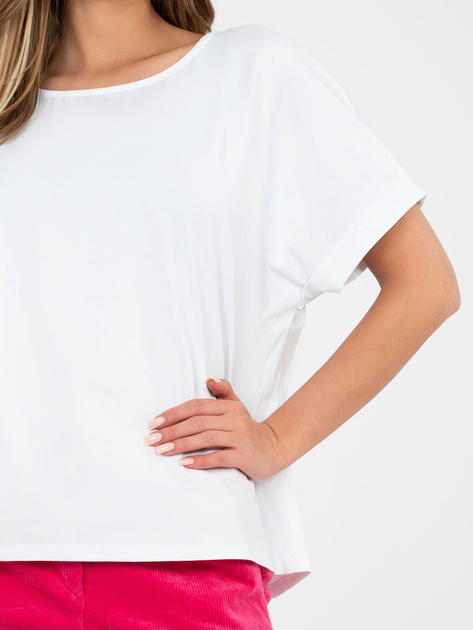 Biała damska bluzka basic z krótkim rękawem RUE PARIS
