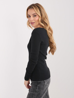 Czarny longsleeve basic w prążki