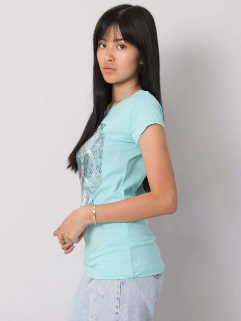 Jasnoniebieski t-shirt z aplikacją Skull