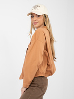Ceglasta bawełniana koszula z gumką na dole RUE PARIS 