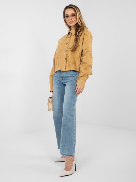 Camelowa jeansowa kurtka z kieszenią RUE PARIS