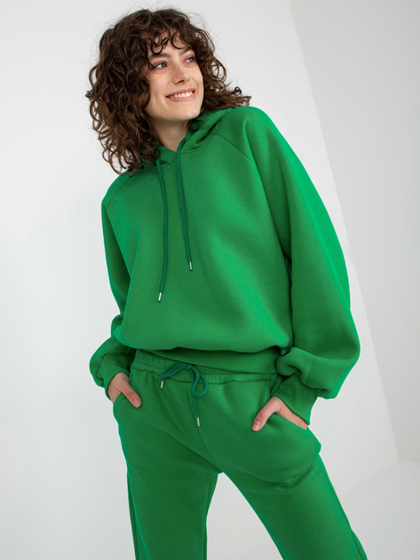 Hurt Zielony dresowy komplet basic z bluzą z kapturem