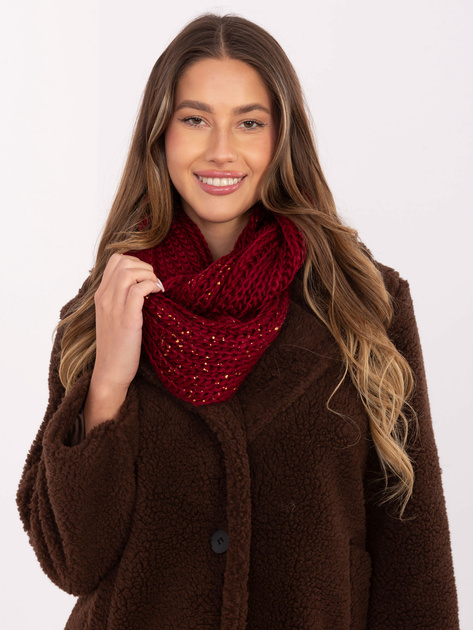 Bordowy zimowy komin damski