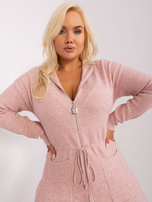Hurt Jasnoróżowy rozpinany sweter plus size z wiskozą 