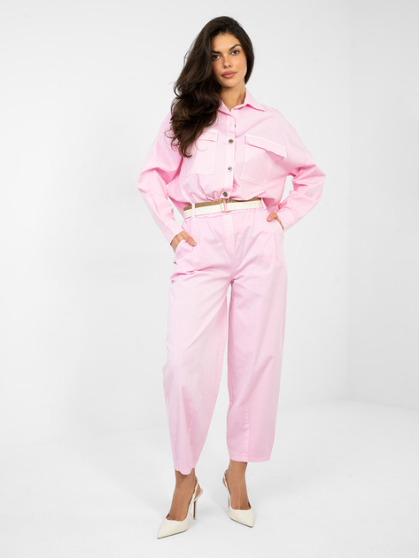 Pastelowe różowe bawełniane spodnie z nogawką 7/8