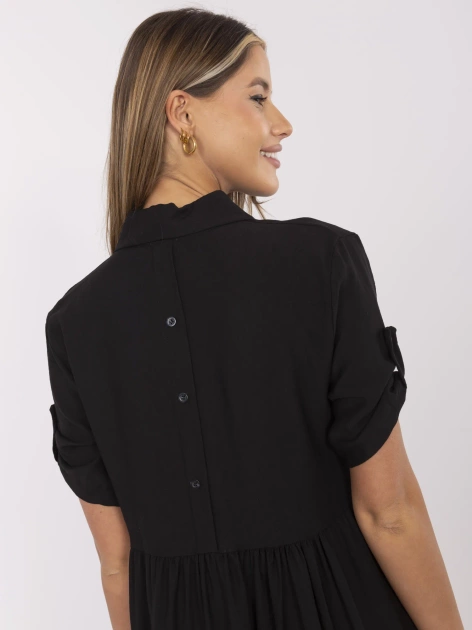Czarna midi sukienka z guzikami na plecach