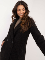 Hurtownia online Czarny dwurzędowy płaszcz zimowy