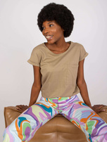 Ciemnobeżowy damski t-shirt basic Ventura