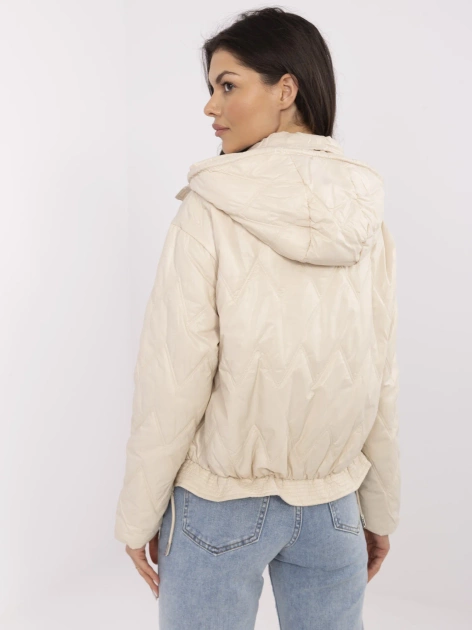 Beżowa przejściowa kurtka z odpinanym kapturem
