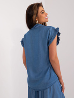 Hurt Ciemnoniebieska bluzka koszulowa z kołnierzykiem