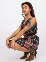 Czarno-brązowa sukienka z paskiem Marthe