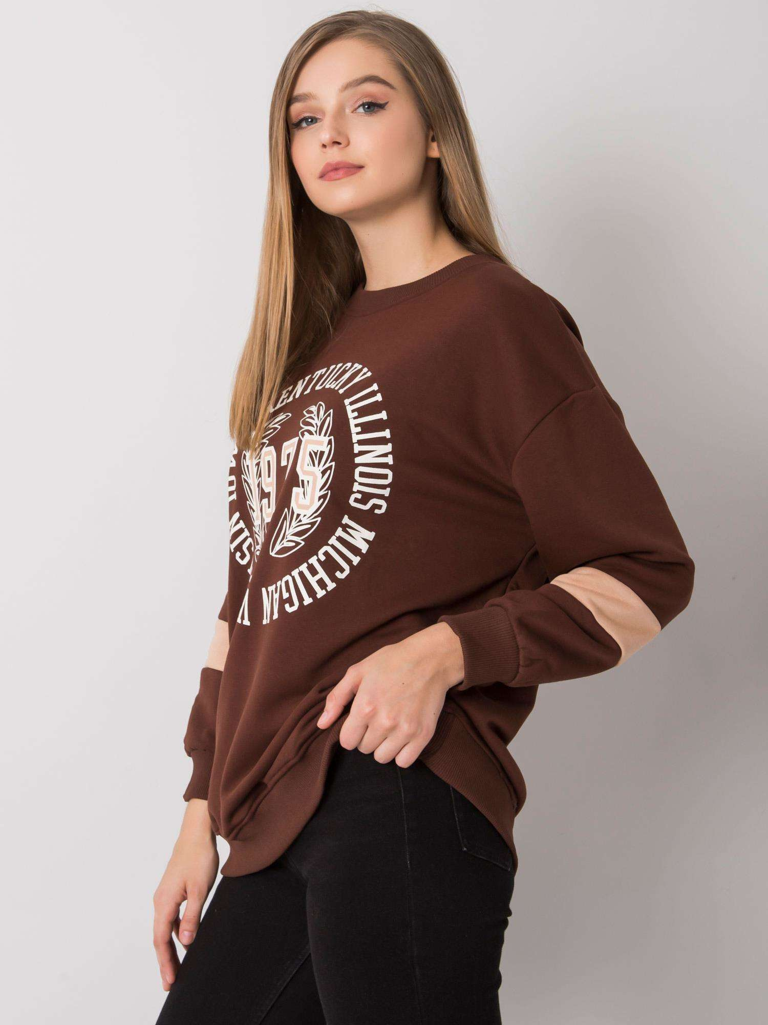 Ciemnobrązowa bluza oversize z nadrukiem Kate