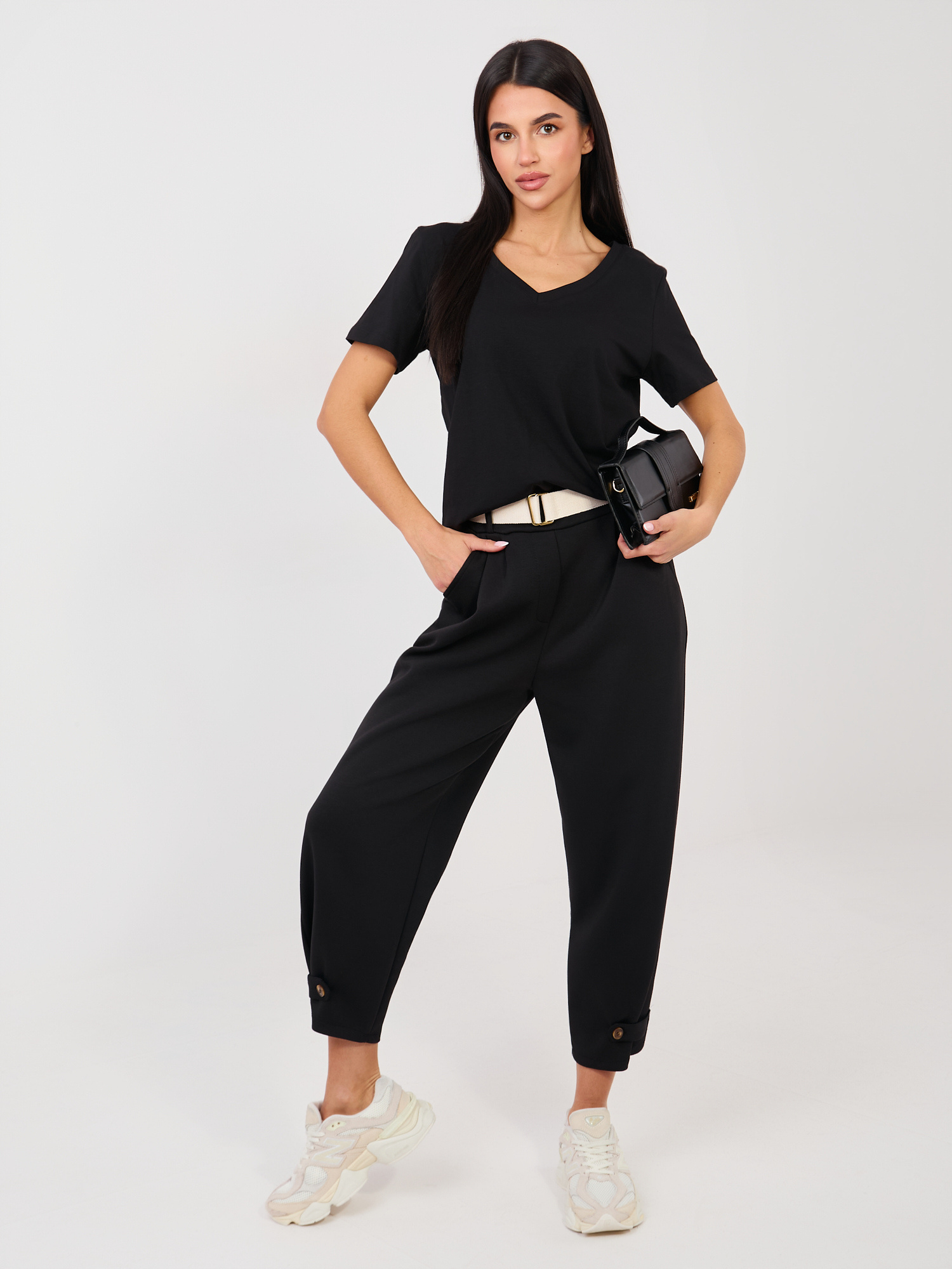 Czarny bawełniany t-shirt basic RUE PARIS 
