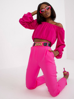 Fluo różowe proste spodnie z materiału z wysokim stanem Sewilla 