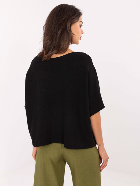 Czarny sweter nietoperz z krótkim rękawem