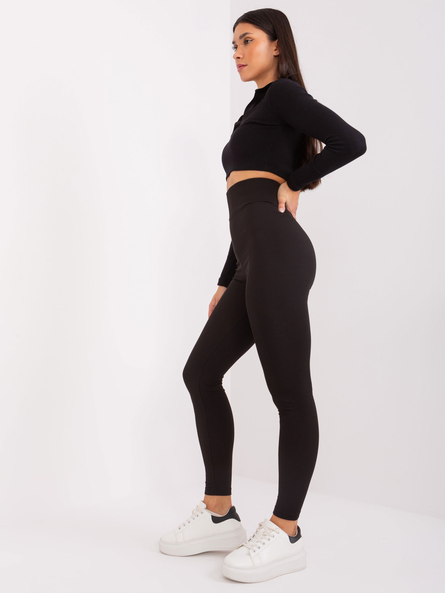 Czarne legginsy z wysokim stanem RUE PARIS