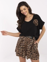 Czarny letni komplet z bluzką oversize 