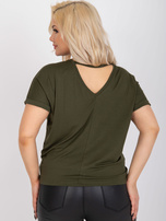 Khaki bluzka plus size o luźnym kroju Dina