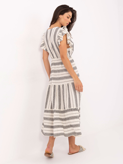 Ecru-czarna boho sukienka w paski OCH BELLA