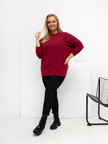 Bordowa bawełniana bluzka plus size