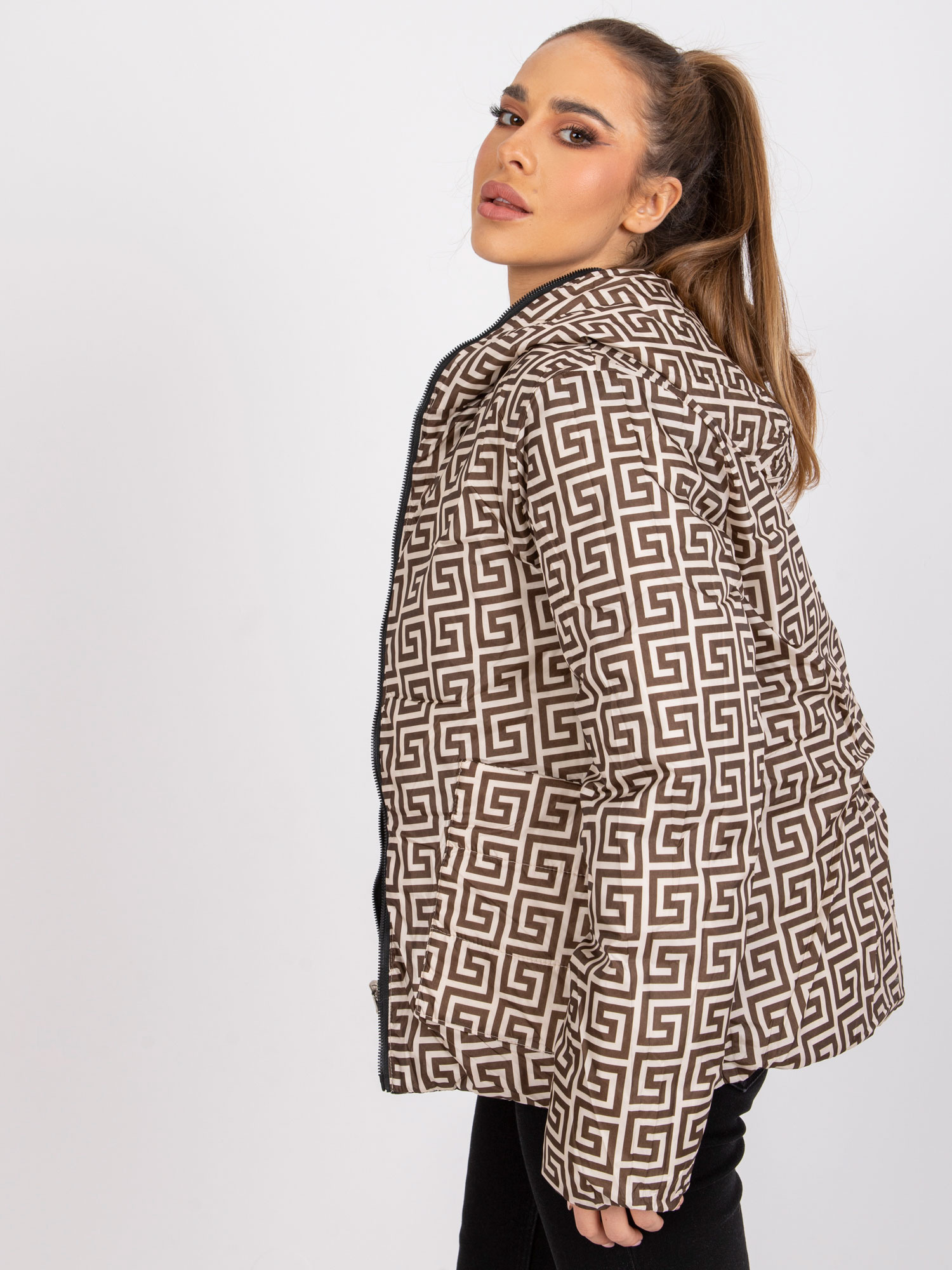 Black reversible jacket with hood Arta