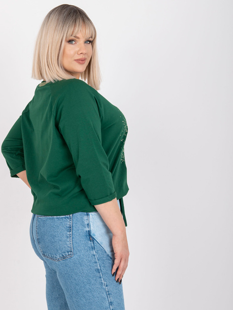 Ciemnozielona bluzka plus size ze ściągaczem Maileen