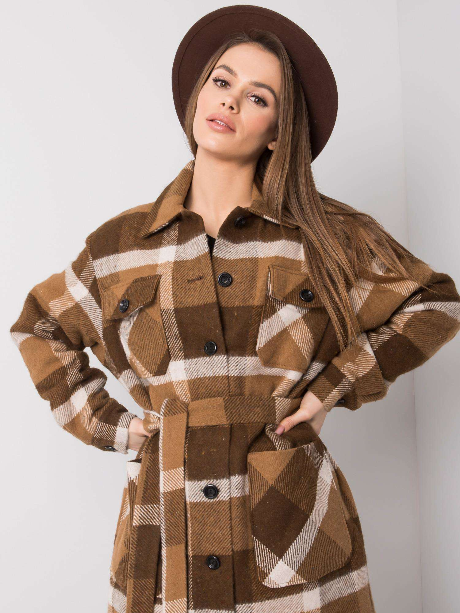Margo Brown Plaid Coat