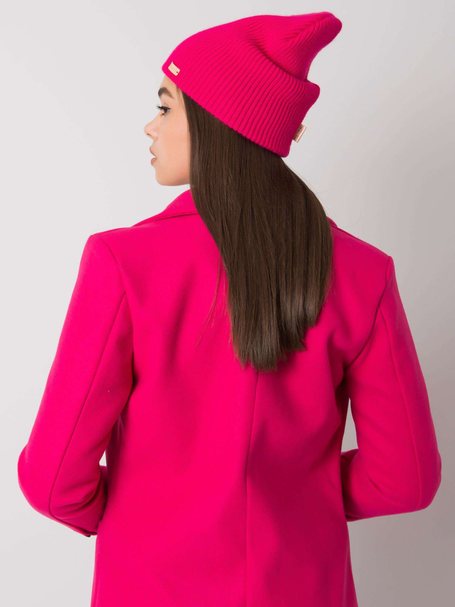 Fuchsienfarbene Strickmütze Beanie RUE PARIS.