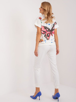 Hurt Ecru komplet welurowy z nadrukiem RUE PARIS