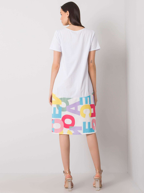 Biała sukienka z printami Guinevere