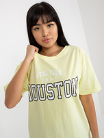 Hurtownia online Jasnożółty luźny t-shirt z nadrukiem 
