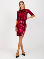 Hurtownia Bordowa damska bluzka wizytowa z cekinami 