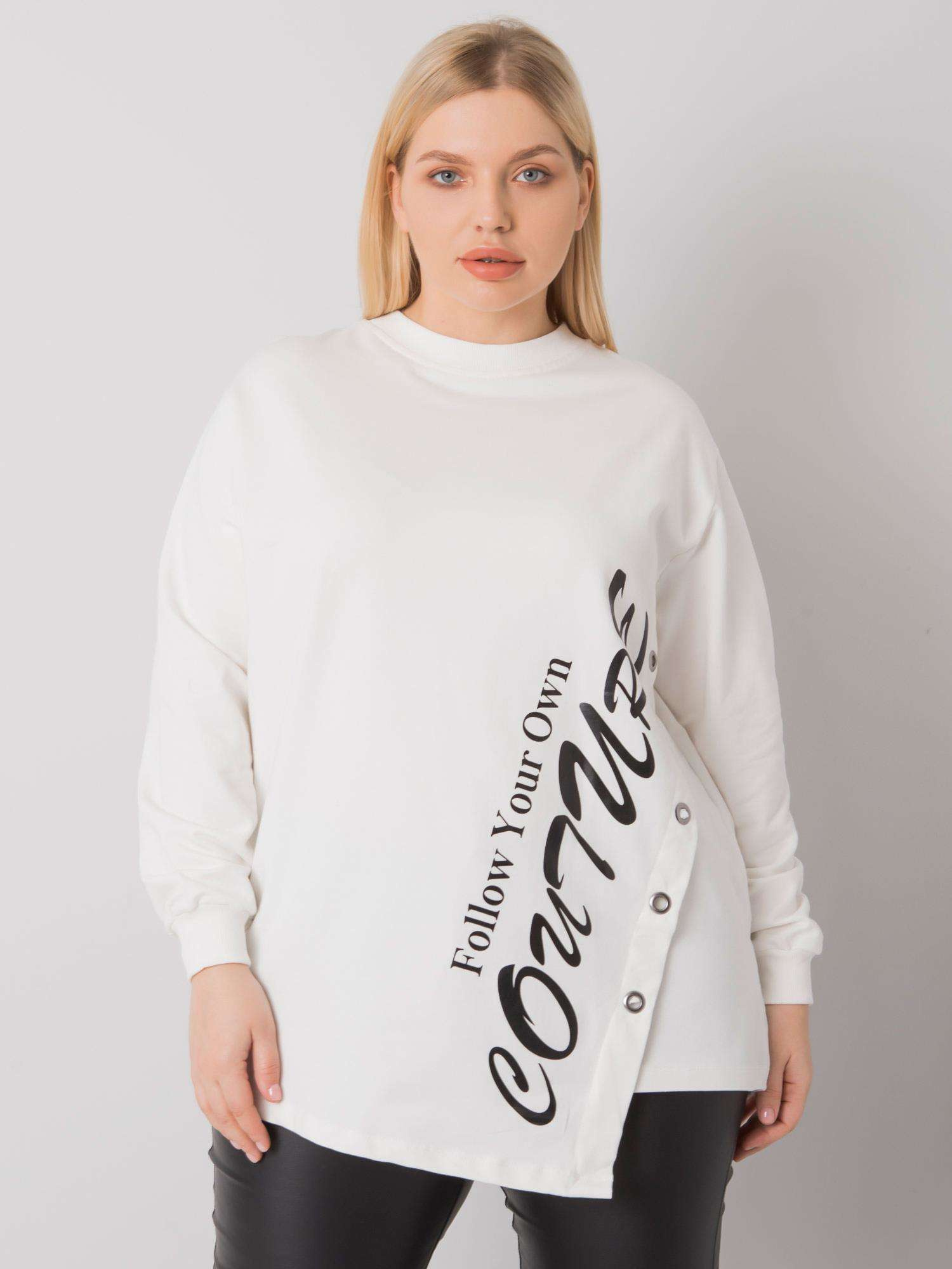 Ecru asymmetrische Bluse in Übergröße Elfriede.