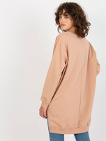 Hurt Beżowo-pomarańczowa długa bluza oversize z napisem