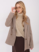 Brązowo-biała dwurzędowa marynarka z kaszmiru