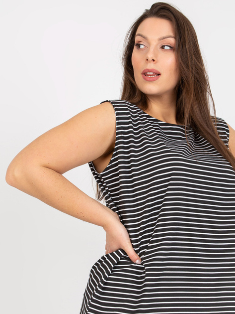 Czarno-biały top plus size bez rękawów