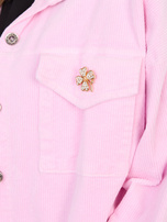 Jasnoróżowa sztruksowa kurtka z kołnierzem RUE PARIS 